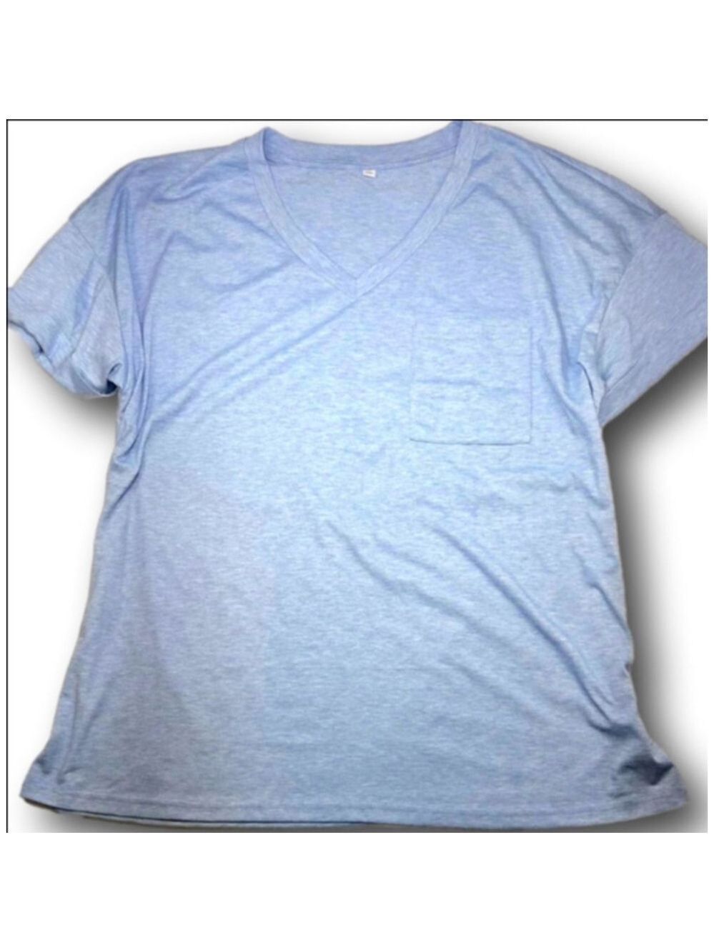 NEW: Women's Unbranded Light Blue Short Sleeve V-Neck Tee Plus Size XXL